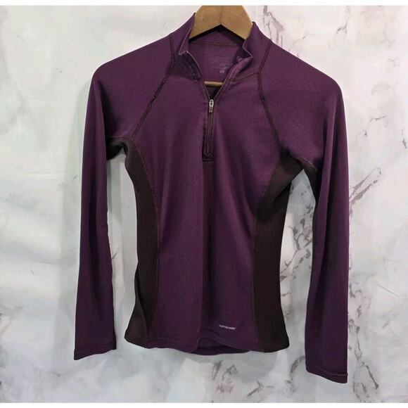 Patagonia Shirt Womens XS Burgundy Active Quarter Zip Long Sleeve Crop - Picture 1 of 11